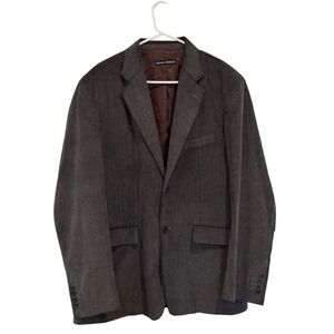 Michael Brandon Mens Herringbone Blazer Grey Black Cotton Sport Coat Size L 42